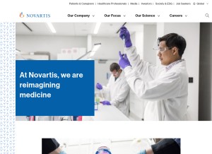 How novartis.com looks like on a tablet such as an iPad.