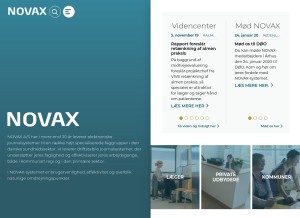 How novax.dk looks like on a tablet such as an iPad.