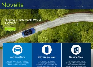 How novelis.com looks like on a tablet such as an iPad.