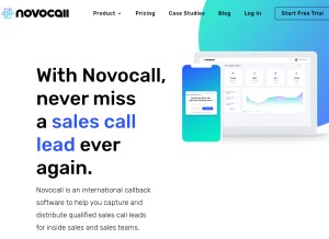 How novocall.co looks like on a tablet such as an iPad.