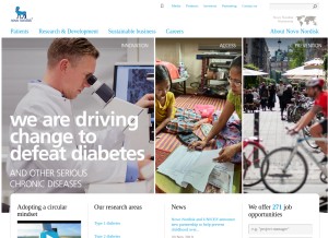 How novonordisk.com looks like on a tablet such as an iPad.