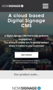 How nowsignage.com looks like on a mobile device such as an iPhone.