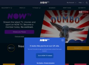 How nowtv.com looks like on a tablet such as an iPad.