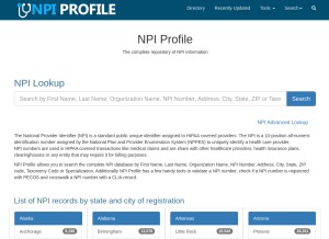 How npiprofile.com looks like on a tablet such as an iPad.