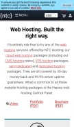 How ntchosting.com looks like on a mobile device such as an iPhone.