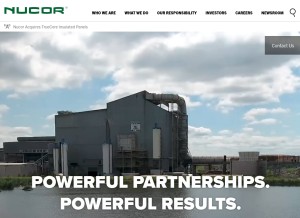 How nucor.com looks like on a tablet such as an iPad.