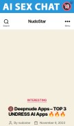 How nudostar.com looks like on a mobile device such as an iPhone.