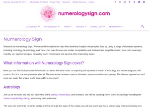 How numerologysign.com looks like on a tablet such as an iPad.