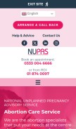How nupas.co.uk looks like on a mobile device such as an iPhone.