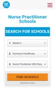 How nursepractitionerschools.com looks like on a mobile device such as an iPhone.