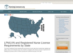 How nursinglicensure.org looks like on a tablet such as an iPad.