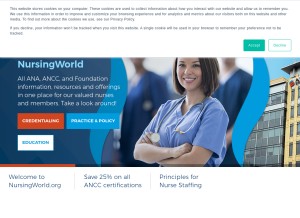 How nursingworld.org looks like on a tablet such as an iPad.