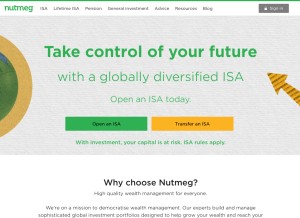 How nutmeg.com looks like on a tablet such as an iPad.