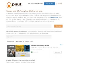 How nutshellurl.com looks like on a tablet such as an iPad.