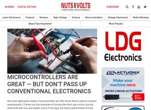 How nutsvolts.com looks like on a tablet such as an iPad.
