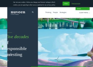 How nuveen.com looks like on a tablet such as an iPad.