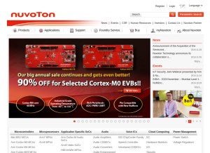How nuvoton.com looks like on a tablet such as an iPad.