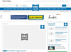 How nwzonline.de looks like on a tablet such as an iPad.