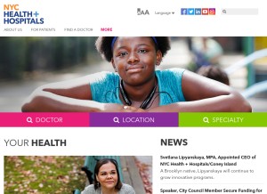 How nychealthandhospitals.org looks like on a tablet such as an iPad.
