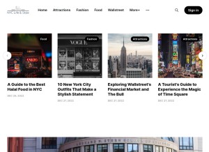 How nyclife.io looks like on a tablet such as an iPad.