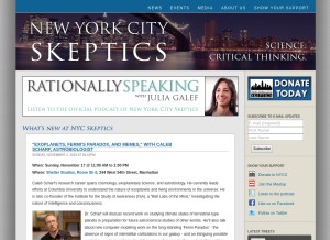How nycskeptics.org looks like on a tablet such as an iPad.