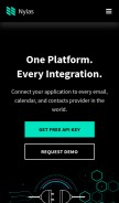 How nylas.com looks like on a mobile device such as an iPhone.