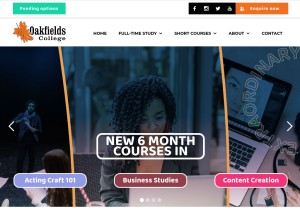 How oakfieldscollege.co.za looks like on a tablet such as an iPad.
