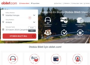 How obilet.com looks like on a tablet such as an iPad.