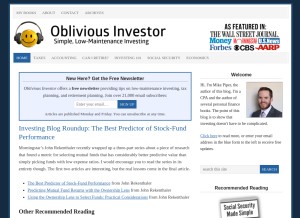How obliviousinvestor.com looks like on a tablet such as an iPad.