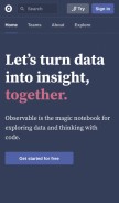 How observablehq.com looks like on a mobile device such as an iPhone.
