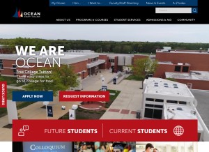 How ocean.edu looks like on a tablet such as an iPad.