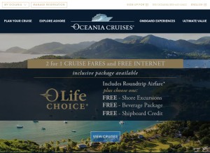 How oceaniacruises.com looks like on a tablet such as an iPad.