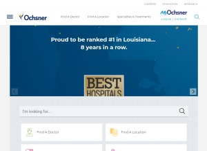 How ochsner.org looks like on a tablet such as an iPad.