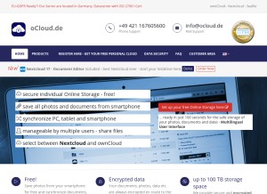 How ocloud.de looks like on a tablet such as an iPad.