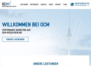 How ocm.de looks like on a tablet such as an iPad.