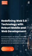 How octaldigital.com looks like on a mobile device such as an iPhone.
