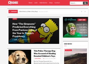 How oddee.com looks like on a tablet such as an iPad.