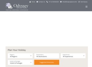 How odysseytravels.net looks like on a tablet such as an iPad.