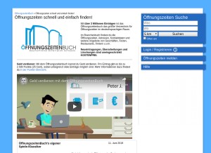 How oeffnungszeitenbuch.de looks like on a tablet such as an iPad.