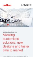 How oerlikon.com looks like on a mobile device such as an iPhone.