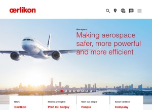 How oerlikon.com looks like on a tablet such as an iPad.