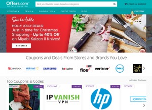 How offers.com looks like on a tablet such as an iPad.