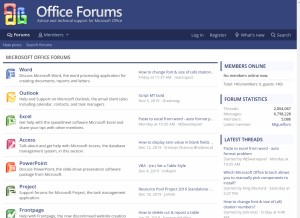 How office-forums.com looks like on a tablet such as an iPad.