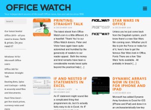 How office-watch.com looks like on a tablet such as an iPad.