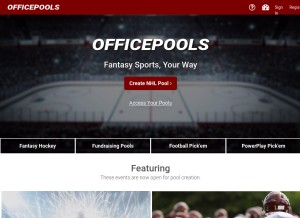How officepools.com looks like on a tablet such as an iPad.