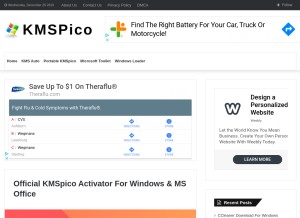 How official-kmspico.com looks like on a tablet such as an iPad.