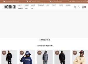 How officialhoodrich.com looks like on a tablet such as an iPad.