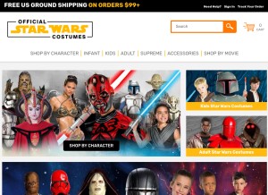 How officialstarwarscostumes.com looks like on a tablet such as an iPad.