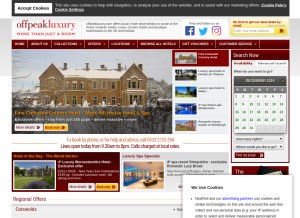 How offpeakluxury.com looks like on a tablet such as an iPad.