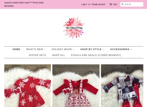 How ohsweetpeaclothing.com looks like on a tablet such as an iPad.